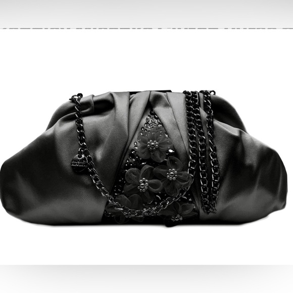 Badgley Mischka Floral Embellished Satin Evening Bag - Picture 1 of 4